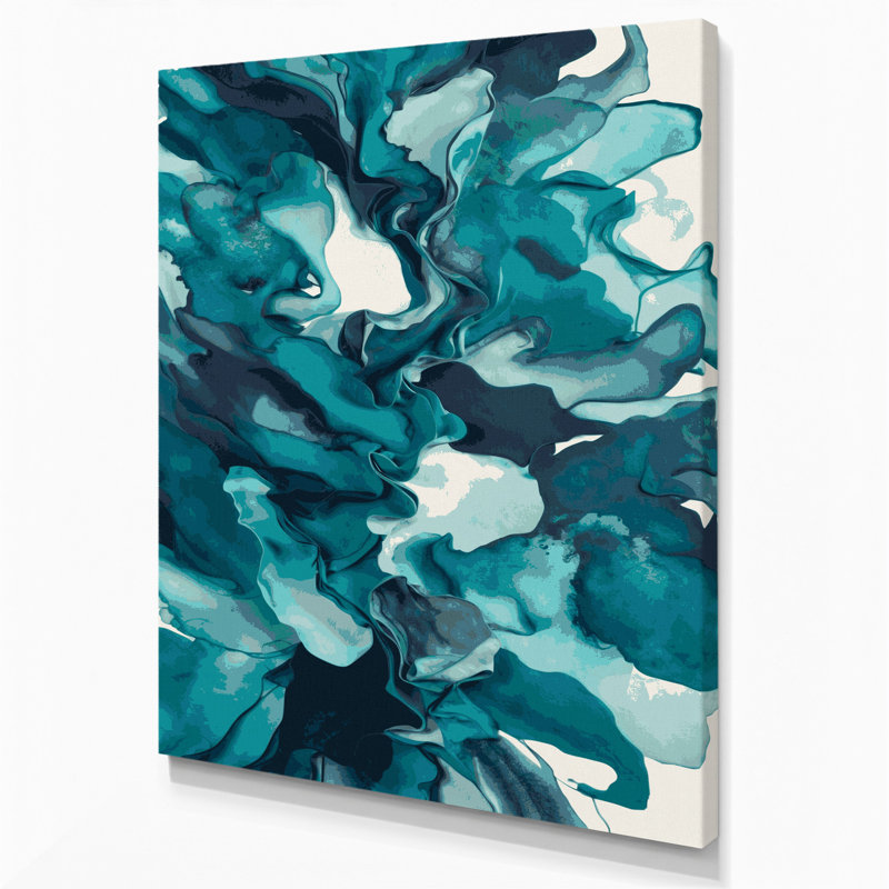 Aquarelle abstraite 50, art mural sur toile bleue, H 16 po x l 20 po