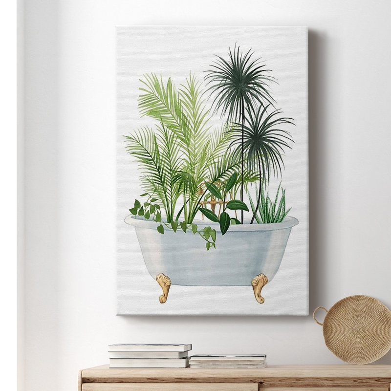Toile tendue avec châssis de qualité supérieure Plant Bath II - prête à être accrochée, H 27 po x l 18 po x P 1 po