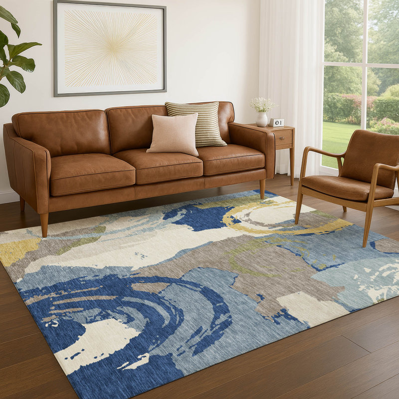 Machine Washable Indoor/Outdoor Chantille ACN2652 Abstract Rug, Taupe, 9' x 12'