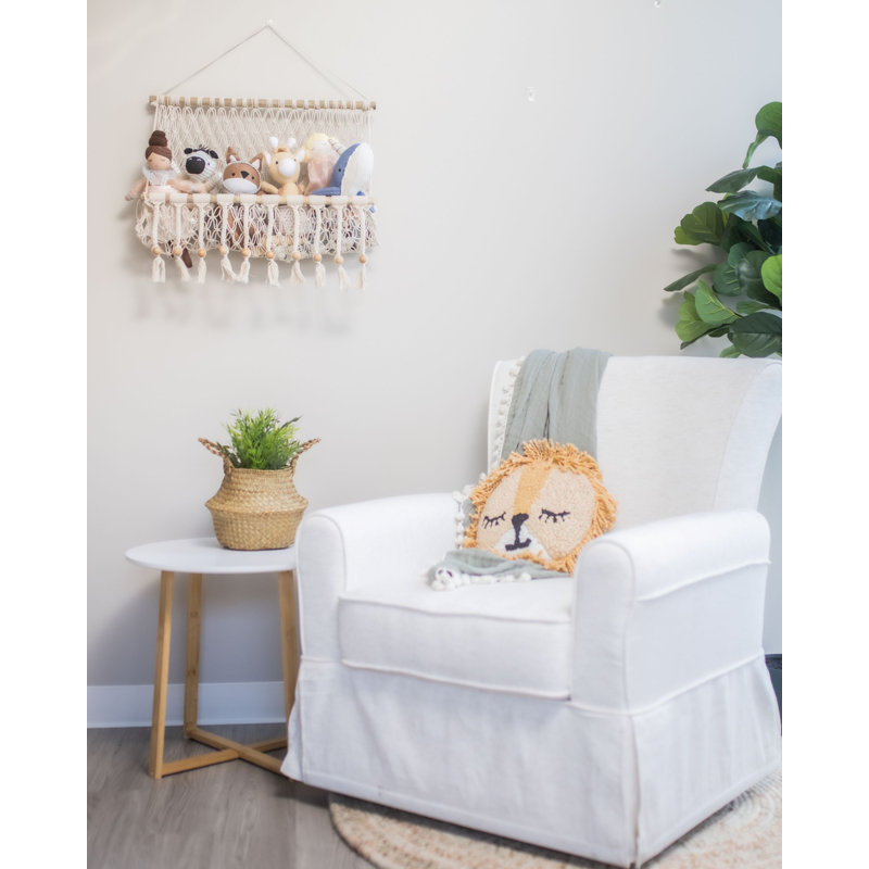 Macrame Wall Storage Bin, For Toys, Books, Swaddles, 16"x22", By Crane Baby