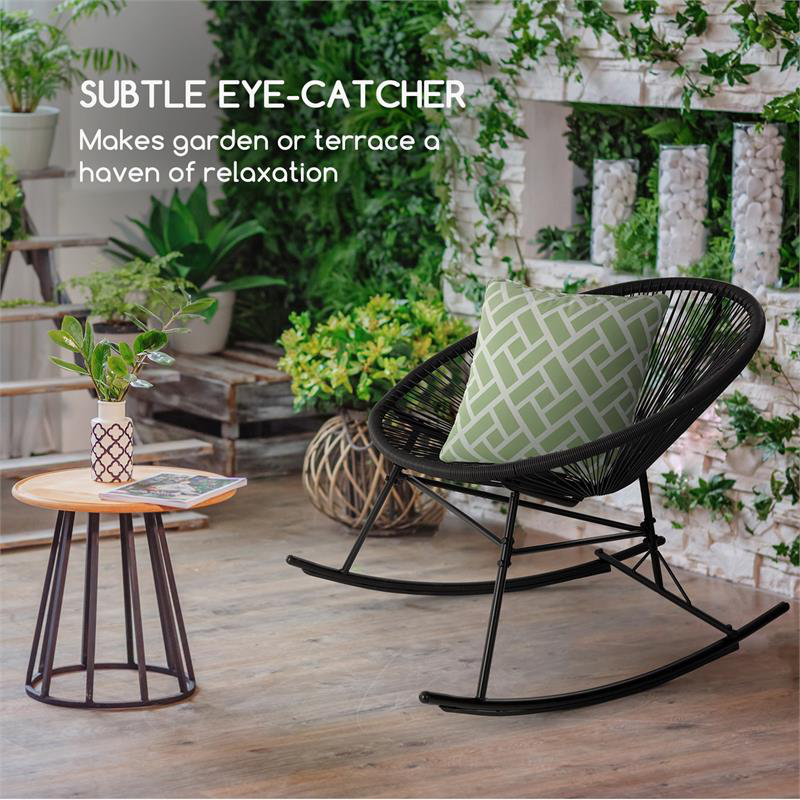 Metal Outdoor Rocker Chair, Black
