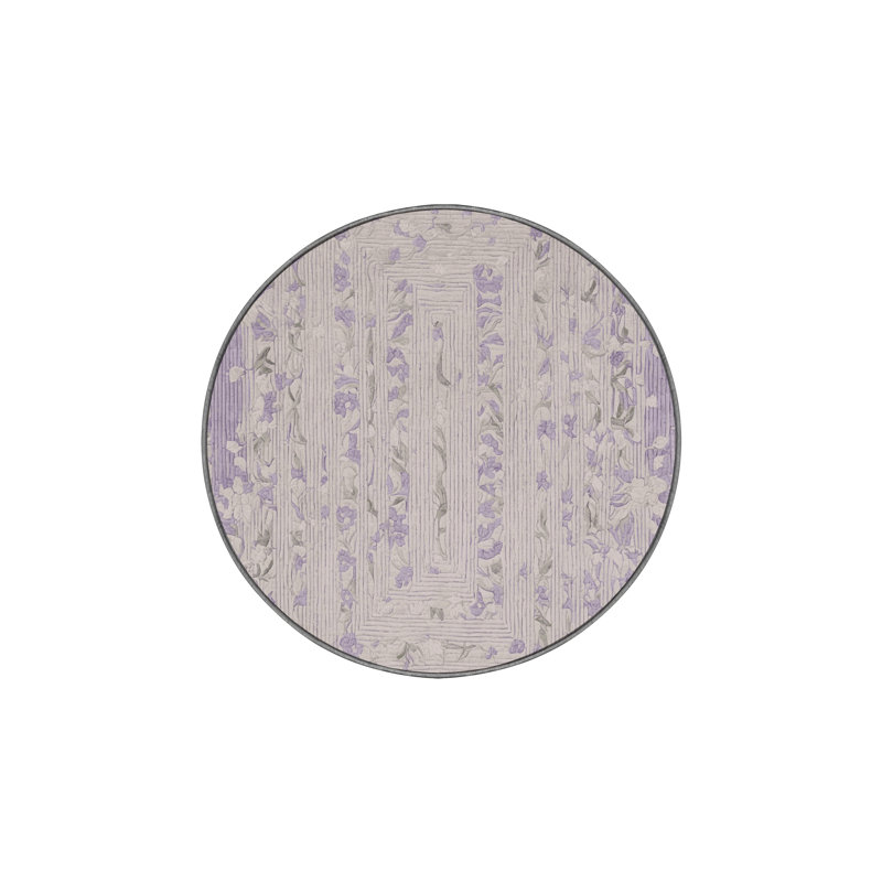 Tapis gris lavable à la machine, Rond 5 pi