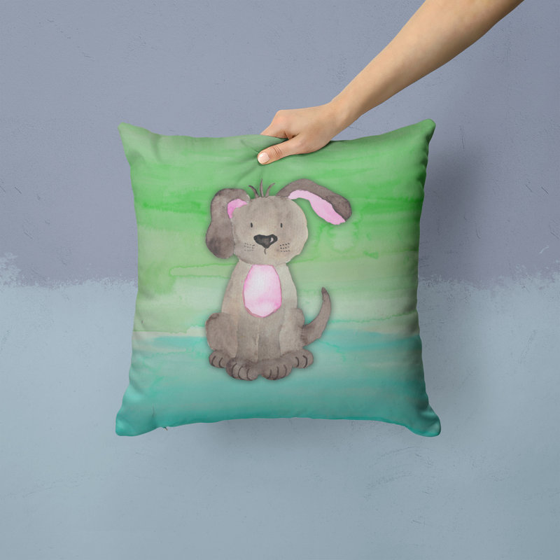 Coussin intérieur/extérieur en aquarelle pour chien, 14 po x 14 po