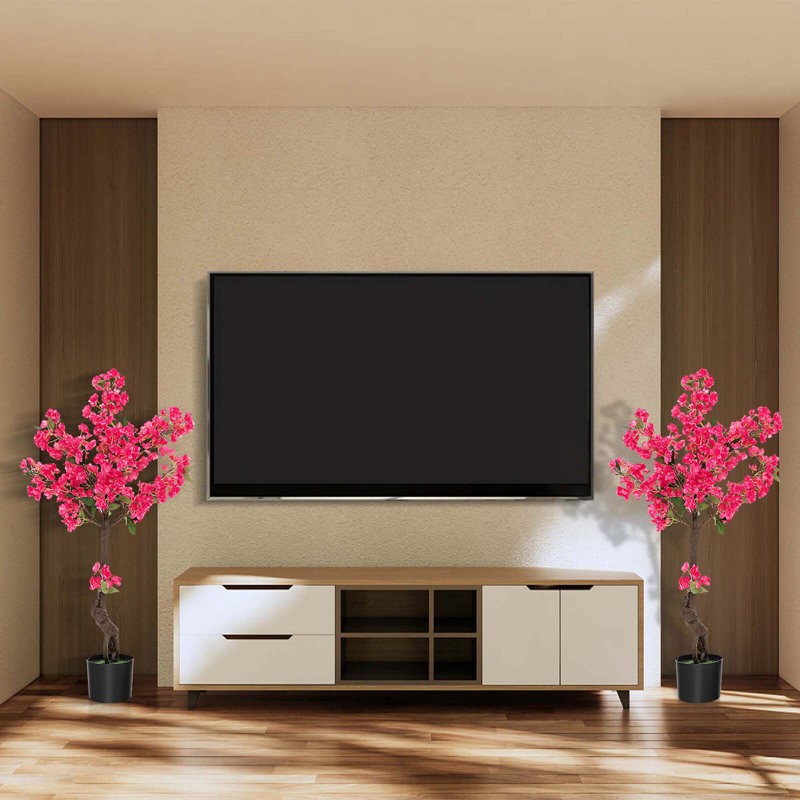 Ensemble de 2 fleurs artificielles prune 42 po avec 92 fleurs et un tronc réaliste d'intérieur Primrue