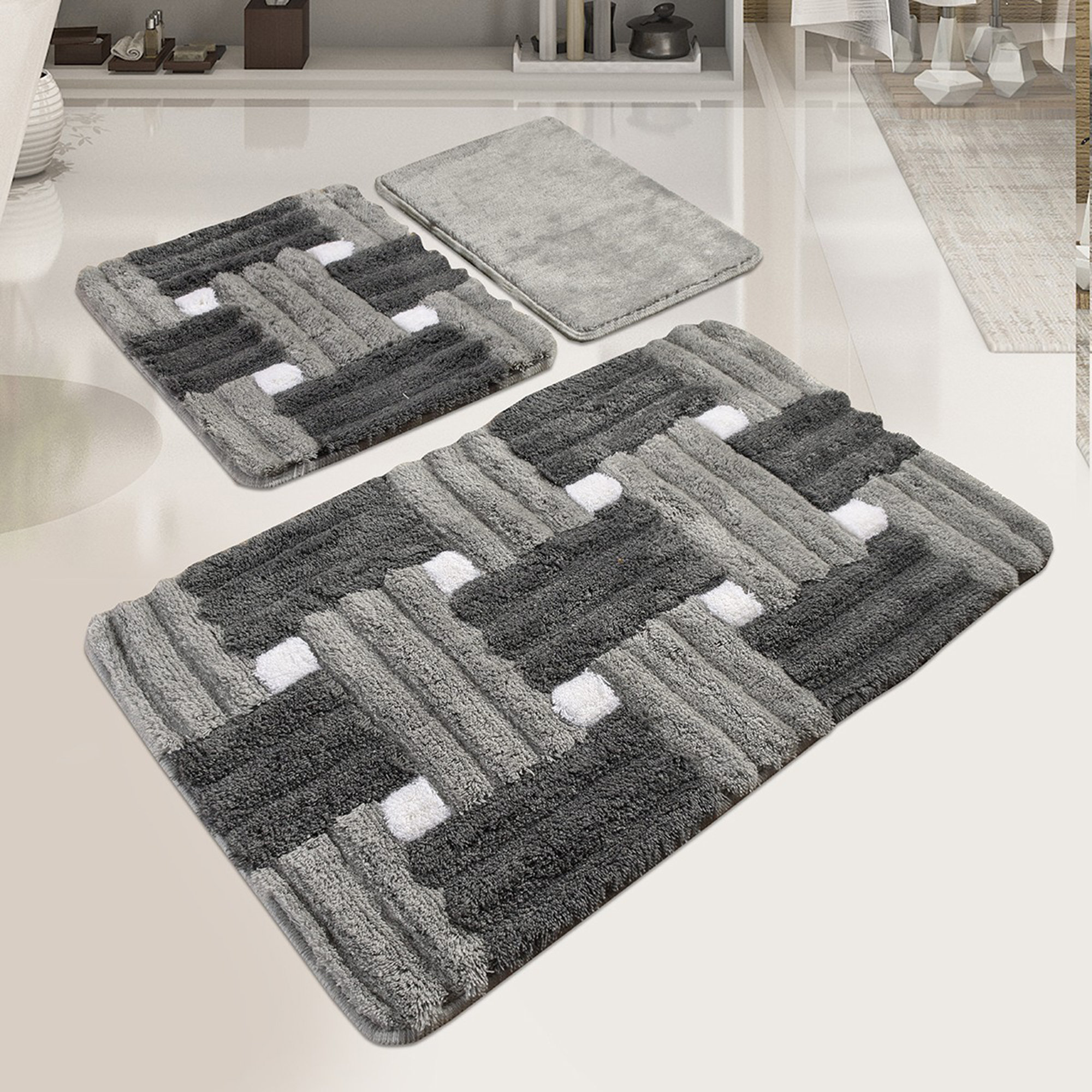 East Urban Home Abeni 3 Piece Bath Rug Set & Reviews | Wayfair