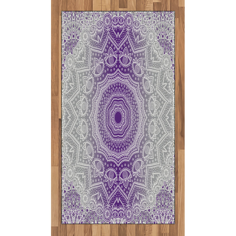 Gray and Purple High Density Long Fiber Poly Threads Decorative Area Rug Carpet, Rectangle 2'7" x 5'