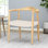Chaise avec accoudoirs de style Mid-Century moderne, bois de frêne et corde tissée, l 25,06 po x P 20,85 po, H 29,1 po, blanc, aucun assemblage requis