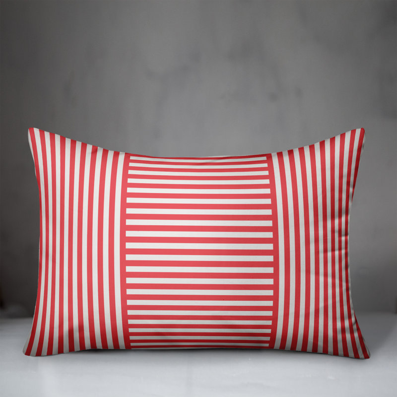Housse de coussin rectangulaire , Polyester / Bourre en polyester, Rouge / Blanc, 14 po x 20 po
