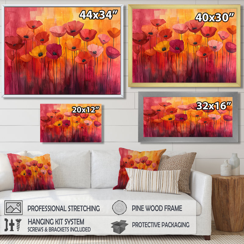 Iridenta - Floral Wall Art, Single Picture Framed Print, 30" H x 40" W, Black
