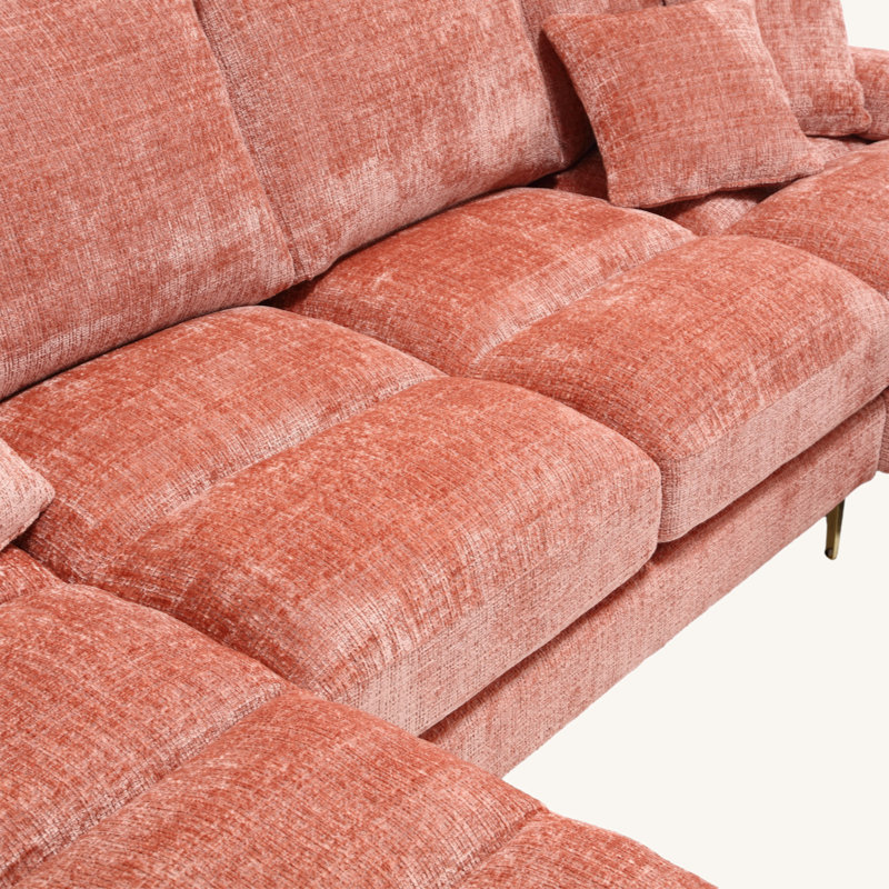 Canapé en chenille 114,19 po Pariksit, Rose