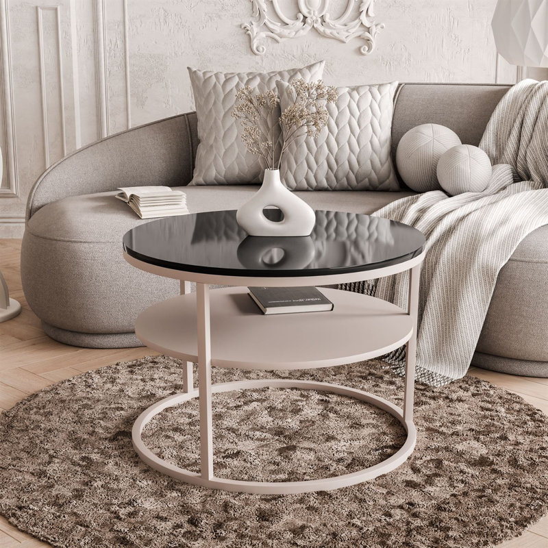 Frame Coffee Table with Storage, Black Gloss