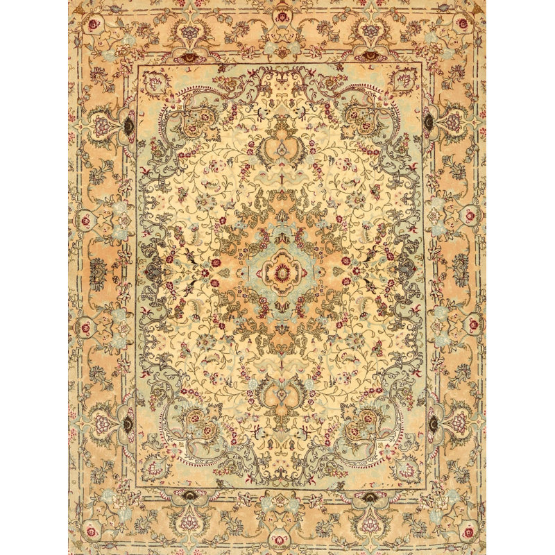 Tapis traditionnel beige / rouge Vian, Rectangle 8 pi x 12 pi