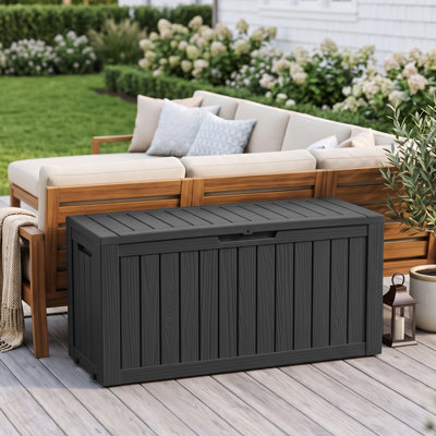 100 Gallons Resin Outdoor Deck Box Ideal for Garden Patio Furniture & Supplies