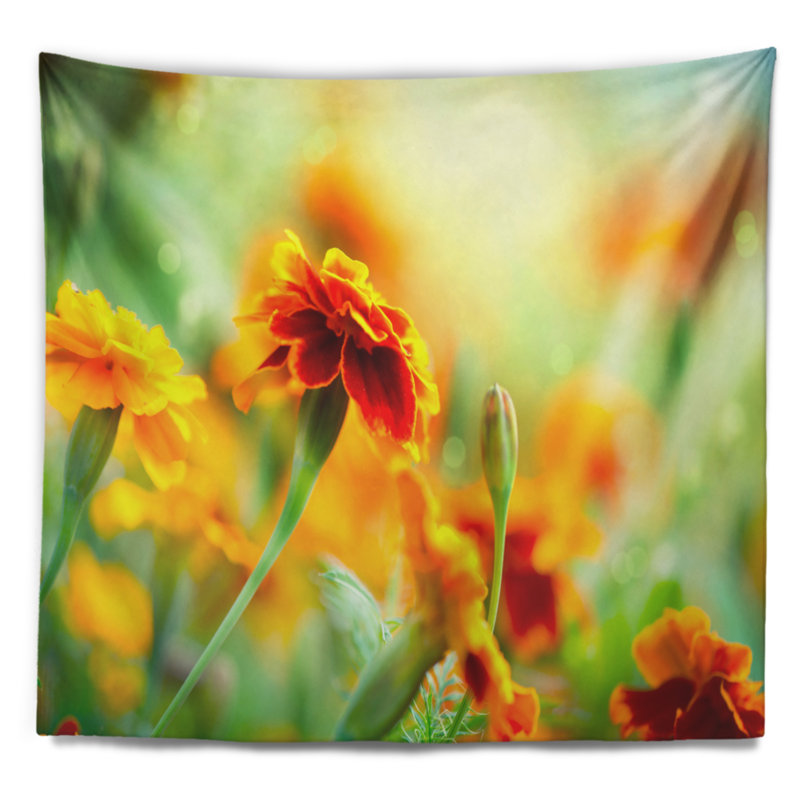 Tapisserie florale orange, H 78 po x l 92 po