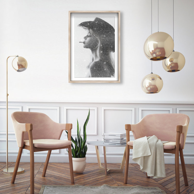 Desert Cowgirl Shadowbox Fashion Print by Oliver Gal, Black Frame, 10 x 15, 21.5"H x 31.5"W, Natural Oak Shadowbox