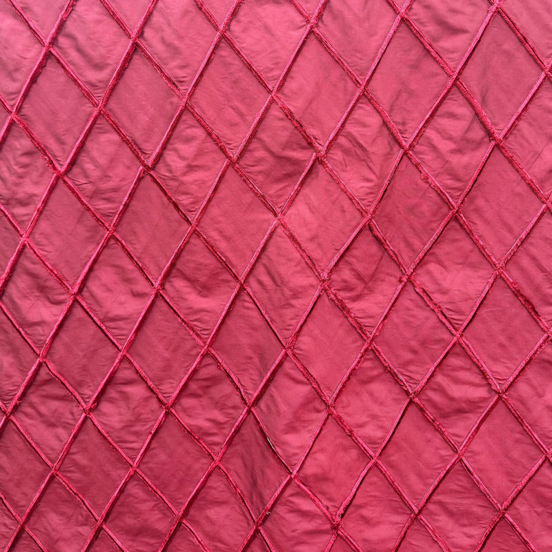 Venus Fabric | Diamond Geometric Silk Fabric | Drapery & Curtain Fabric, Scarlet