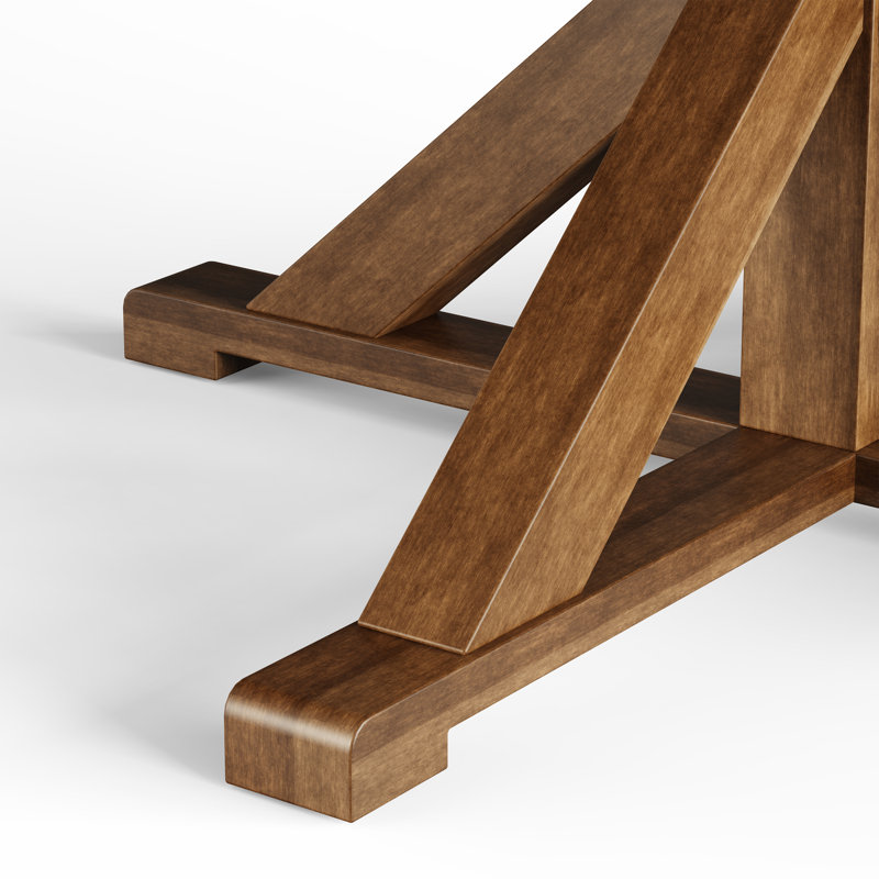 Table de salle à manger moderne avec pieds en bois massif pour 6 à 8 personnes, 59" L x 59" W, Brun