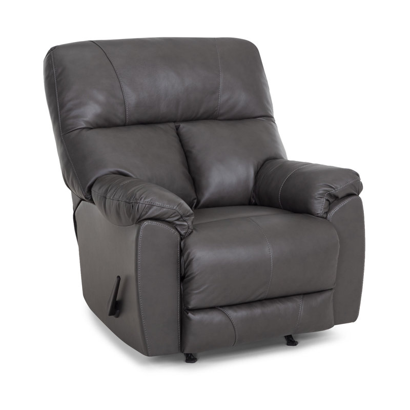 Fauteuil inclinable manuel en cuir véritable 38 po, Cuir véritable gris