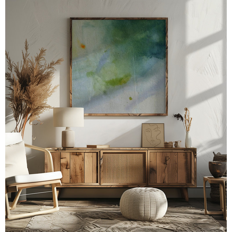 Green Blue Watercolor Flow by Arohika Verma — Abstract Wall Art, Brown, 48 × 48, Framed Print