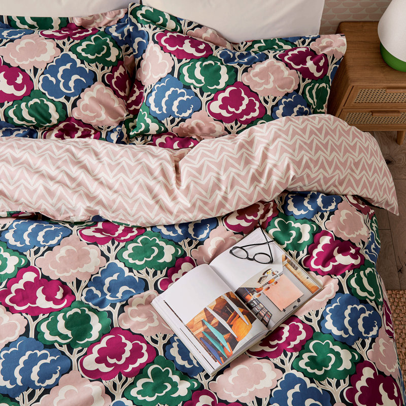 Willow Tree Cotton Floral Duvet Cover Set with Pillowcases, Super King Duvet Cover + 2 Pillowcases