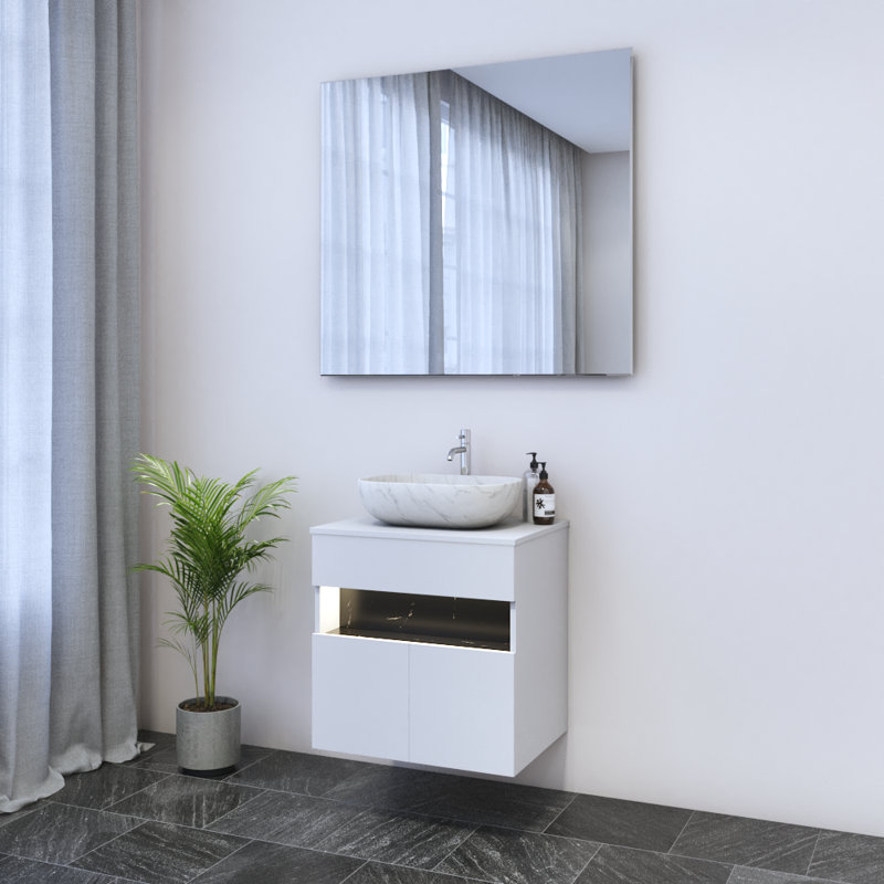 Lieke 23.6'' Single Bathroom Vanity with Top, White, White
