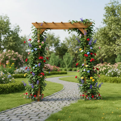 Wooden Garden Arbour Arch For Wedding Ceremony, Solid Wood Trellis Pergola For Climbing Plants, Elegant Outdoor Decor For Backyard & Patio