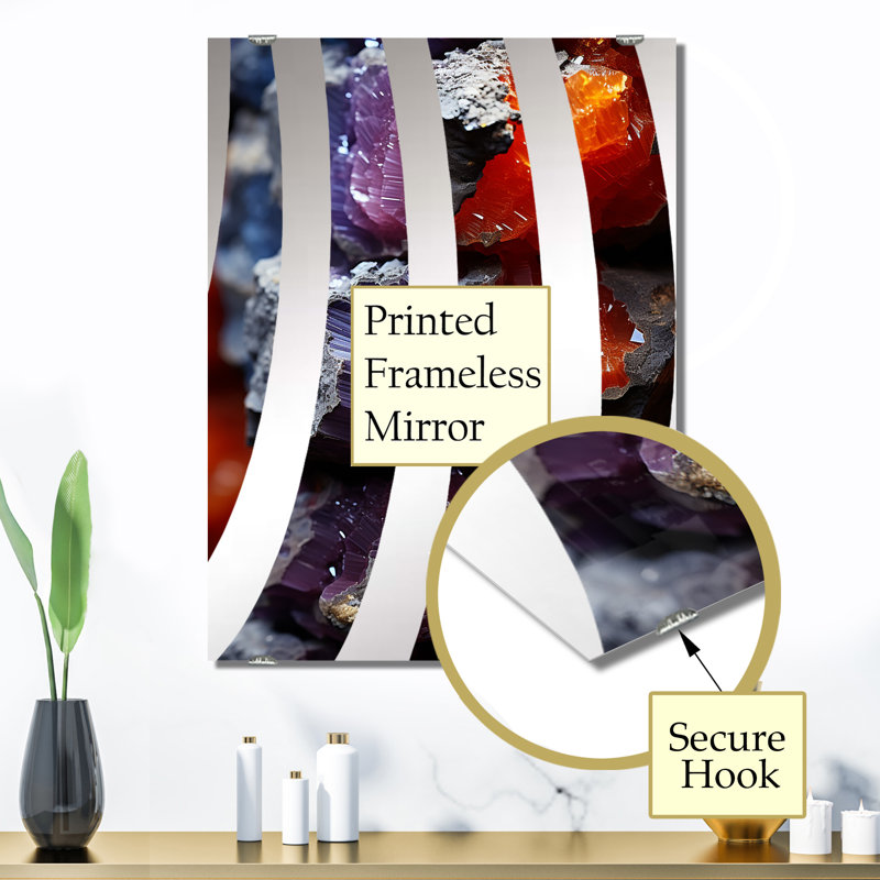 Kinser - Grand miroir mural en pierre géode MIR136158, 32 po x 24 po