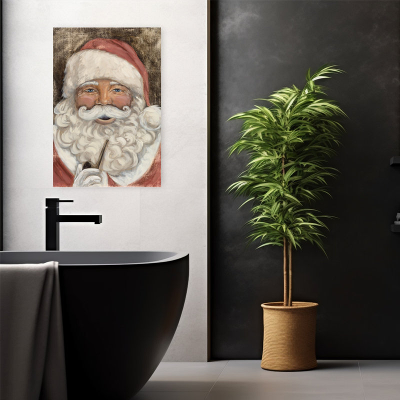 Art rétro hivernal fantaisiste rétro du père Noël, H 24 po x l 16 po