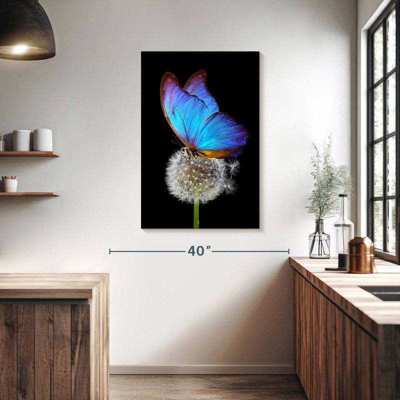 Brampt Blue Morpho On Dandelion, 39" H x 26" W