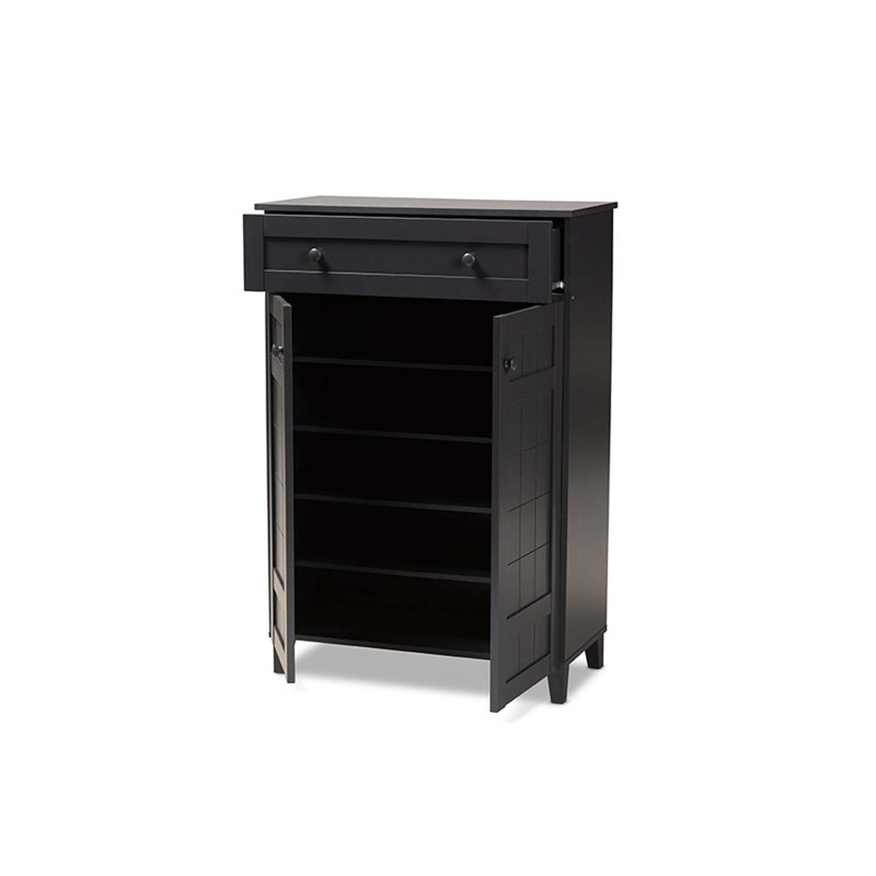 Jesse 12 Pair Shoe Storage Cabinet, Dark Gray