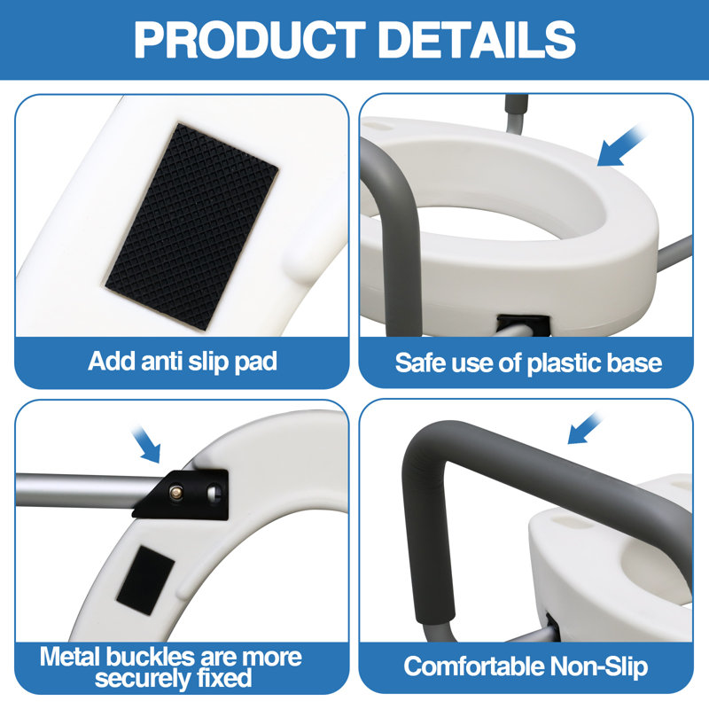 BAOKALER 3.5-Inch Raised Toilet Seat with Handle, Home Care Toilet Seat Riser, Suitable for Disabled and Elderly Individuals