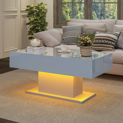 110x55x50cm High Gloss Coffee Table with 16 Colors LED Lights