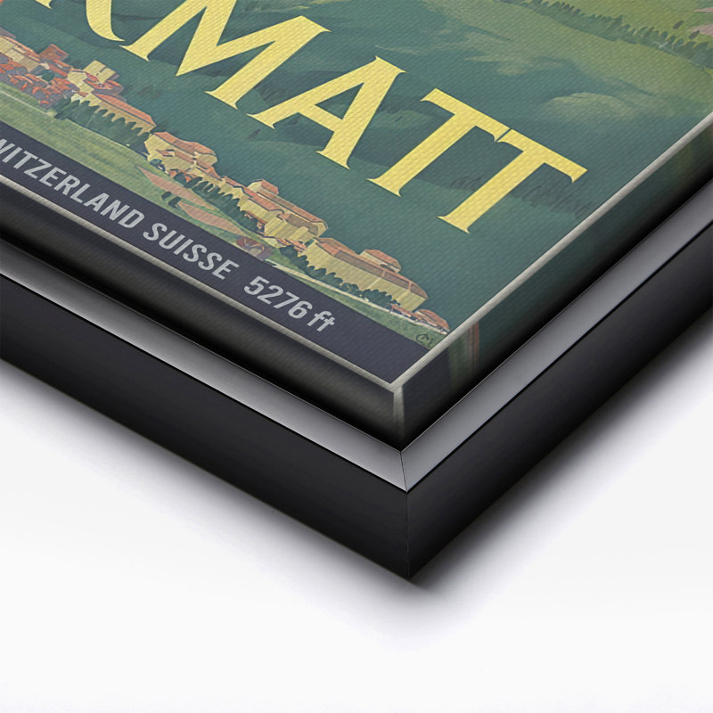Zermatt, Cadre noir, Canevas, H 08 po x l 10 po