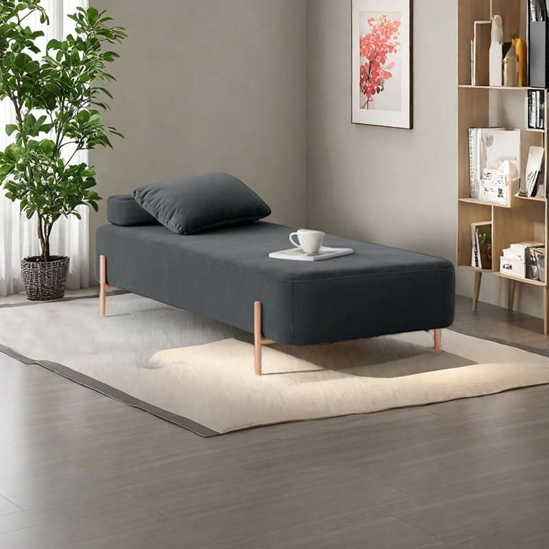 Chaise longue en velours éponge minimaliste, Gris foncé