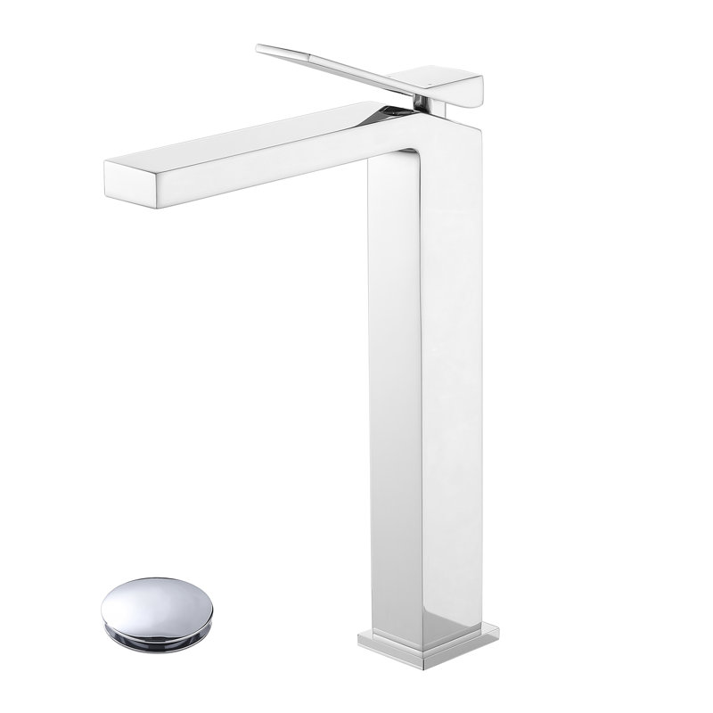 Robinet de lavabo lavabo moderne en laiton massif de 30,5 cm (12 po) avec poignée unique et système anti-goutte et bonde.