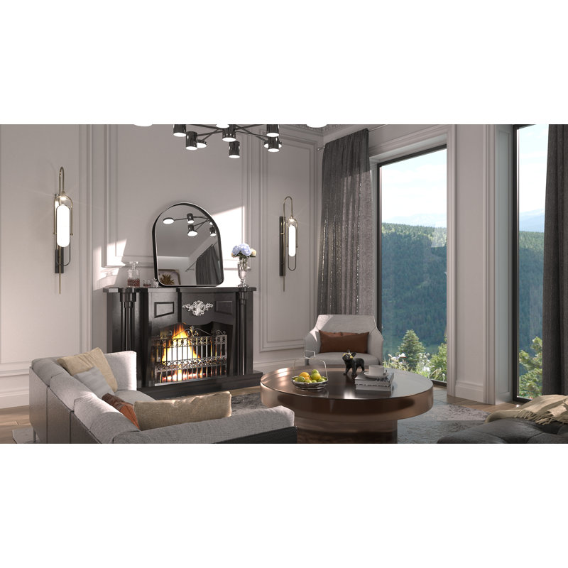 Miroir d'appoint mural Briannon, Noir, 30 po x 36 po