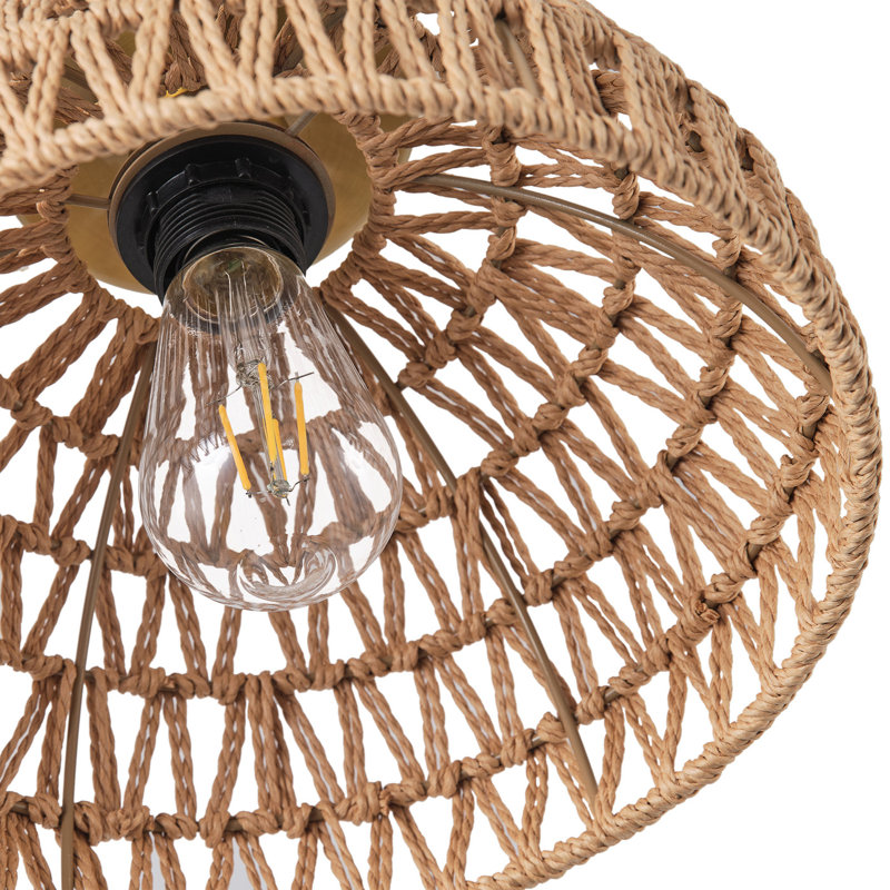 Plafonnier réglable en fer brun à 1 lampe avec corde de papier