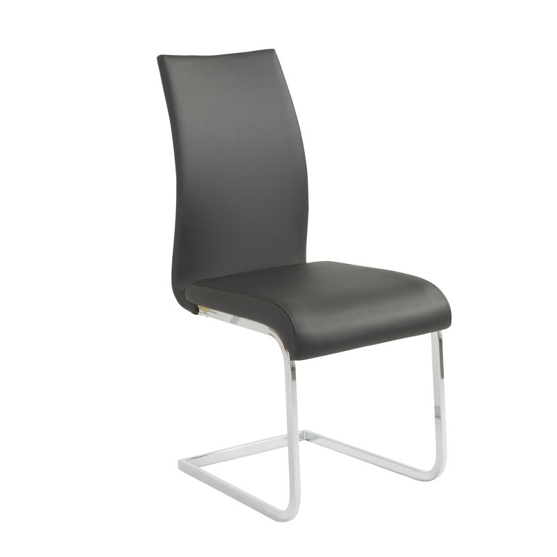 Haugen 18.5'' H Upholstered Side Chair, Black Faux Leather, Chrome, 2