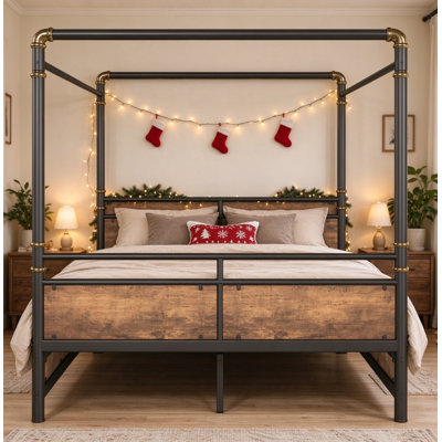 Queen Drawer Canopy Standard Bed with Mattress with Bookcase with Desk with Trundle Bed with Shelves