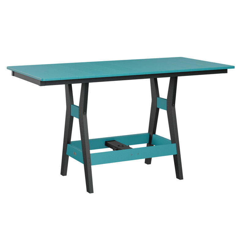 Harbor Outdoor Bar Table, Black, 38.87" H x 66" W x 33" D, Aruba Blue