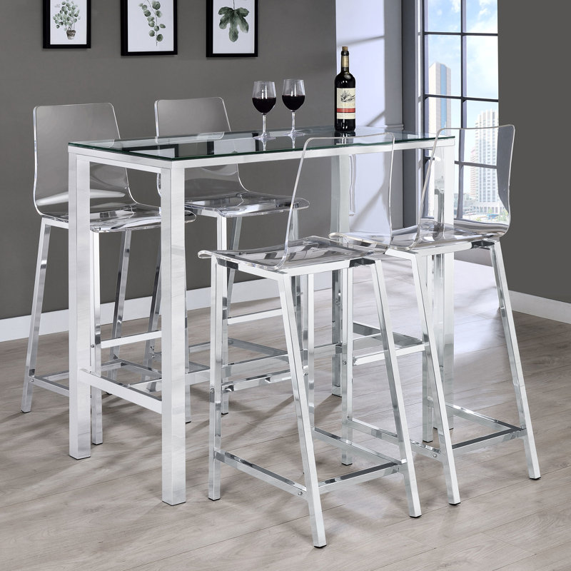 Moderne 5 repas avec garniture, plateau rectangulaire en verre et sièges en acrylique transparent pour une ambiance élégante
