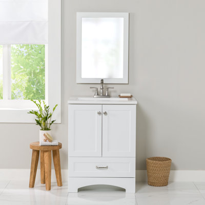 Meuble-lavabo sur pied simple avec plateau Emlyn 24,5 po