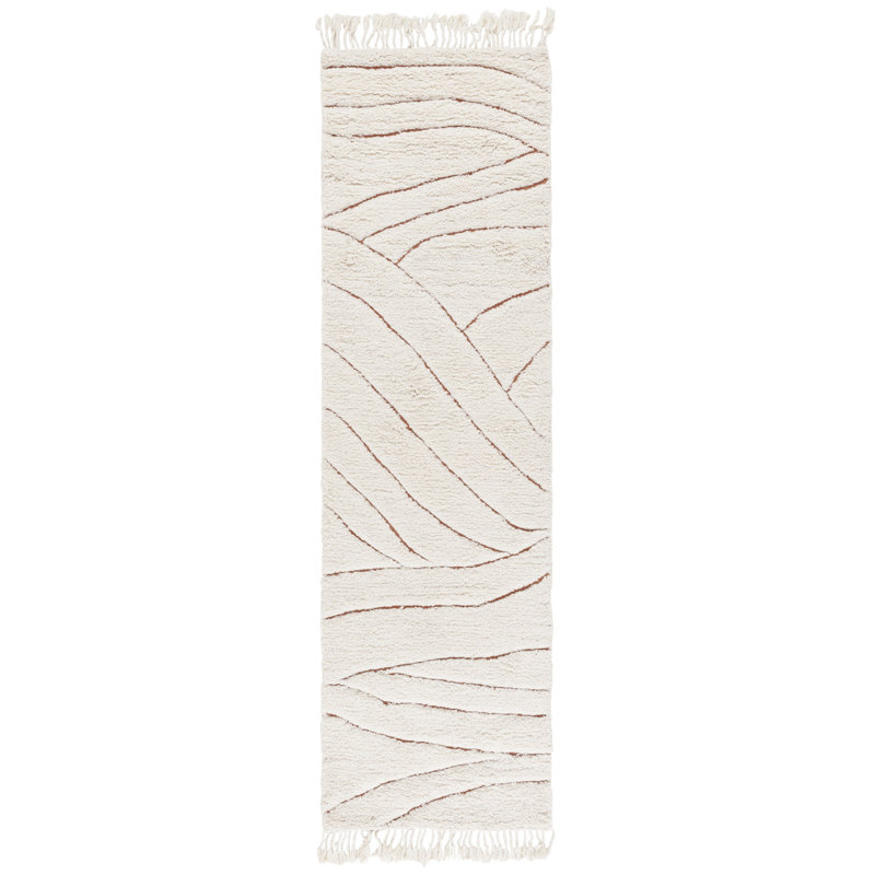 Tapis ivoire touffeté en laine / coton recyclé Vermont, Tapis de couloir 2 pi 3 po x 8 pi