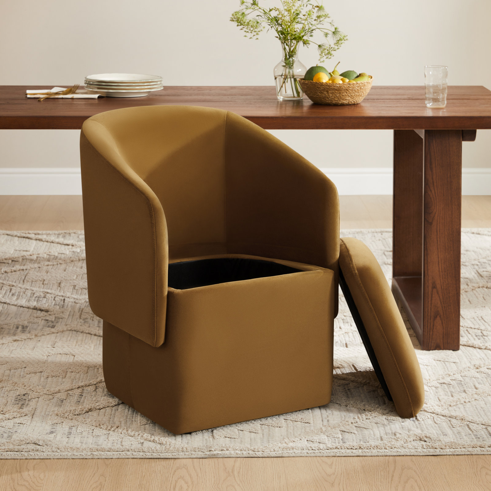 Temara Dining Armchair, Soren Ochre Performance Velvet