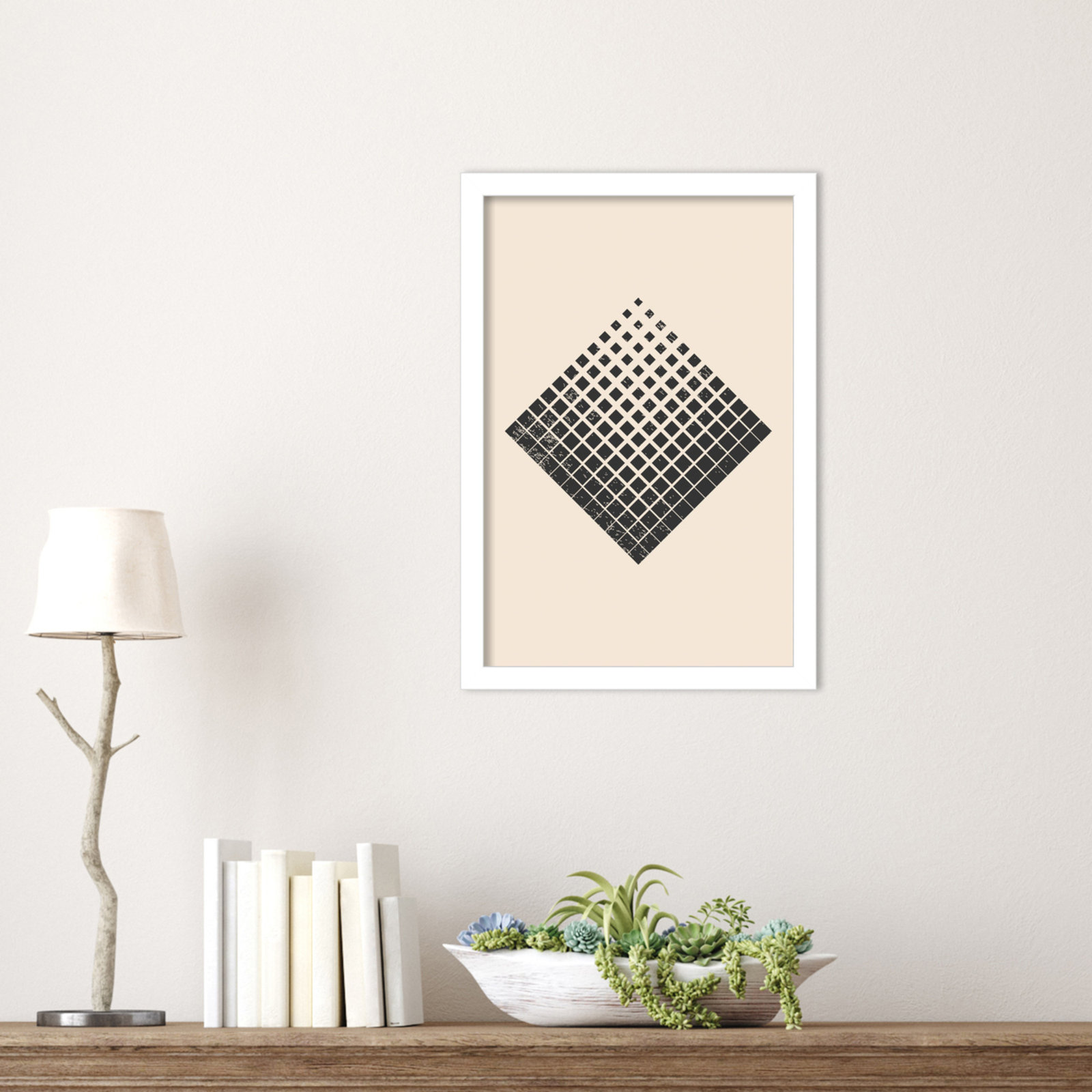 Minimal Halftone Shapes No. 3 Print, White, 17" H x 12" W x 1" D