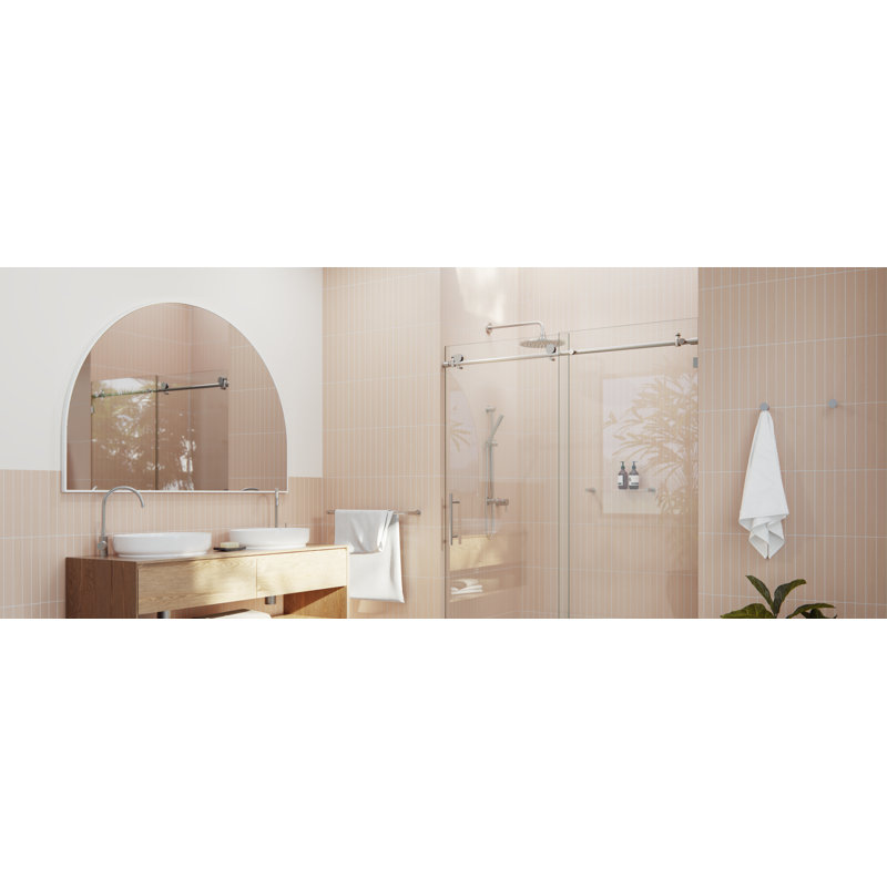 Eclipse 52 - 56 in. x 78 in. Fully Frameless Sliding Shower Door, Brushed Nickel