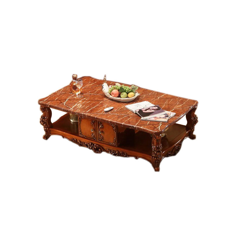 Table basse de style européen en bois massif sculpté