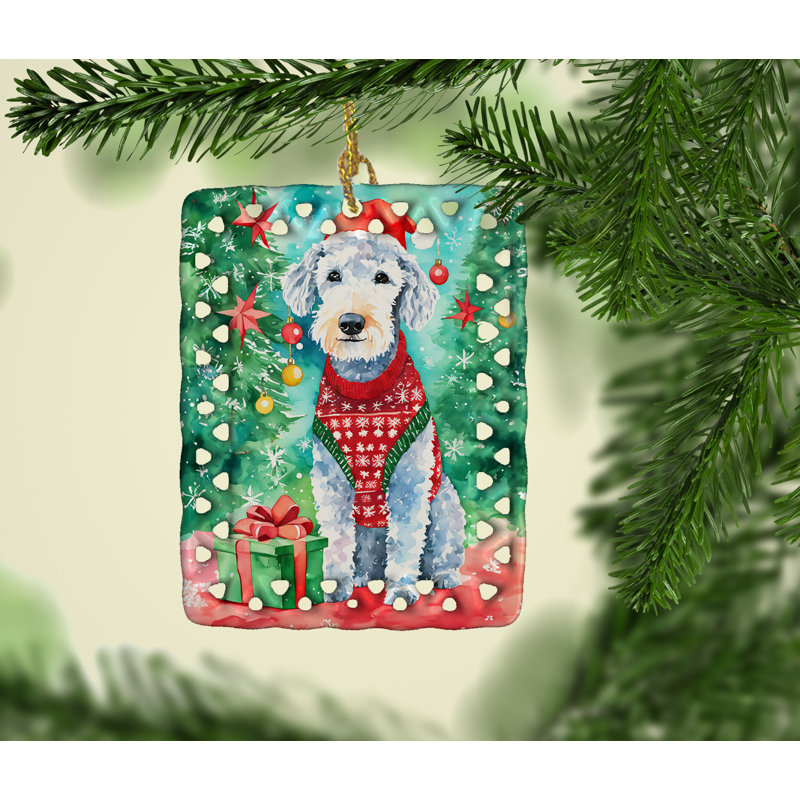Ornement en porcelaine de Noël Bedlington Terrier, Bedlington terrier 3356