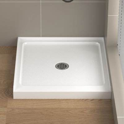 36 in. L x 36 in. W Center Drain Single Threshold Shower Base Pan With Non-Slip Textured Surface, White Acrylic Shower Base for Bathroom with Drain, White