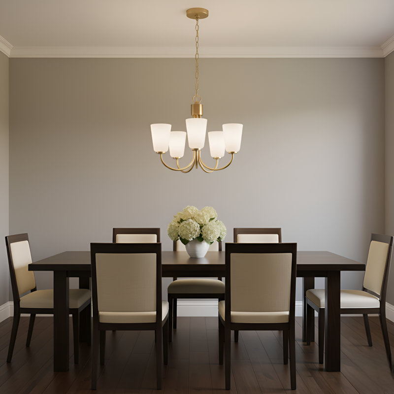 Miles Five Light Chandelier from Generation Lighting , 17.375" H x 21" W x 21" D, 5 Lights, Satin Brass